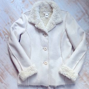 Coldwater Creek Faux Suede Faux Shearling Reversible Jacket